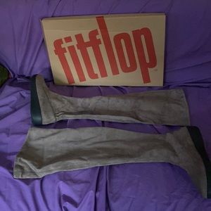 Over the knee grey fitflop boots